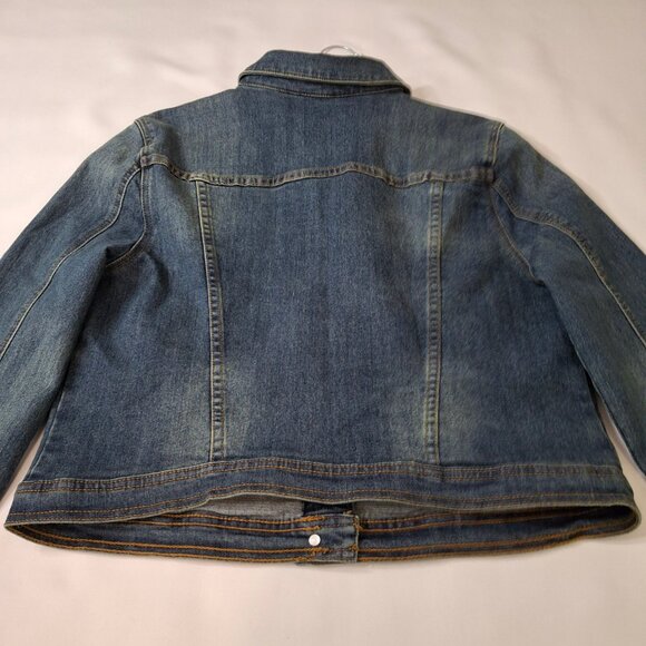 Vintage Just FAB Cropped Distressed Jean Jacket  Sz XL - Picture 8 of 12